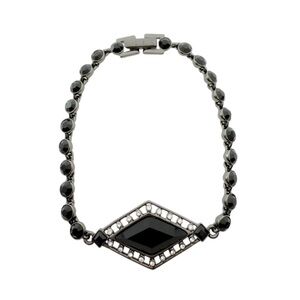Givenchy Hematite Tone Jet Stone Line Bracelet.